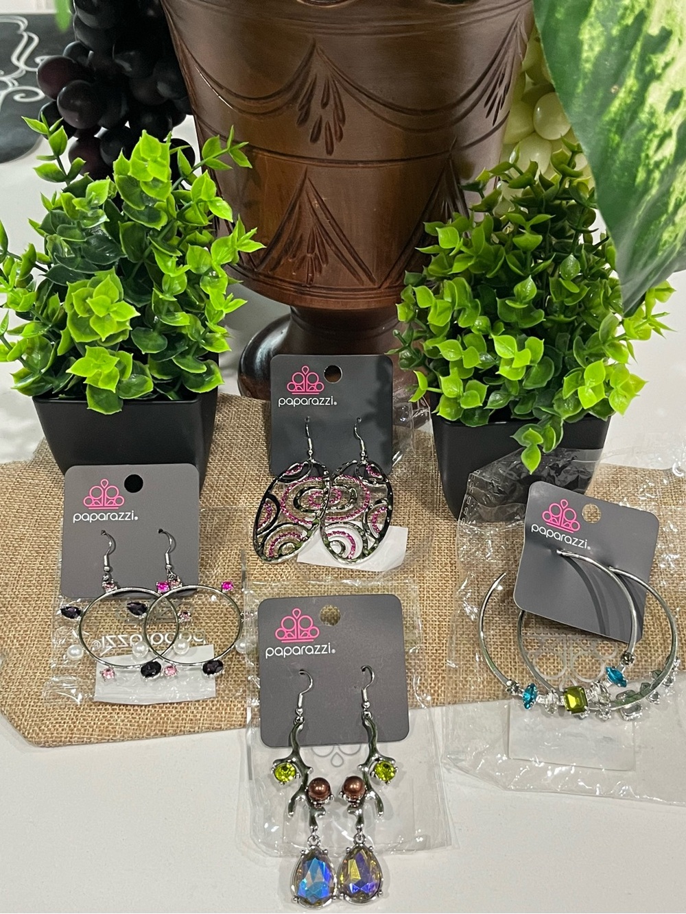 Bundle of 4-Paparazzi Pink and Multi-Color Statement Earrings Collection